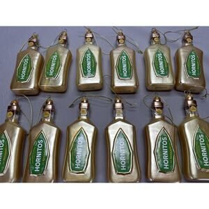 Set of Twelve Hornitos Tequila Glass Bottle Christmas Ornament